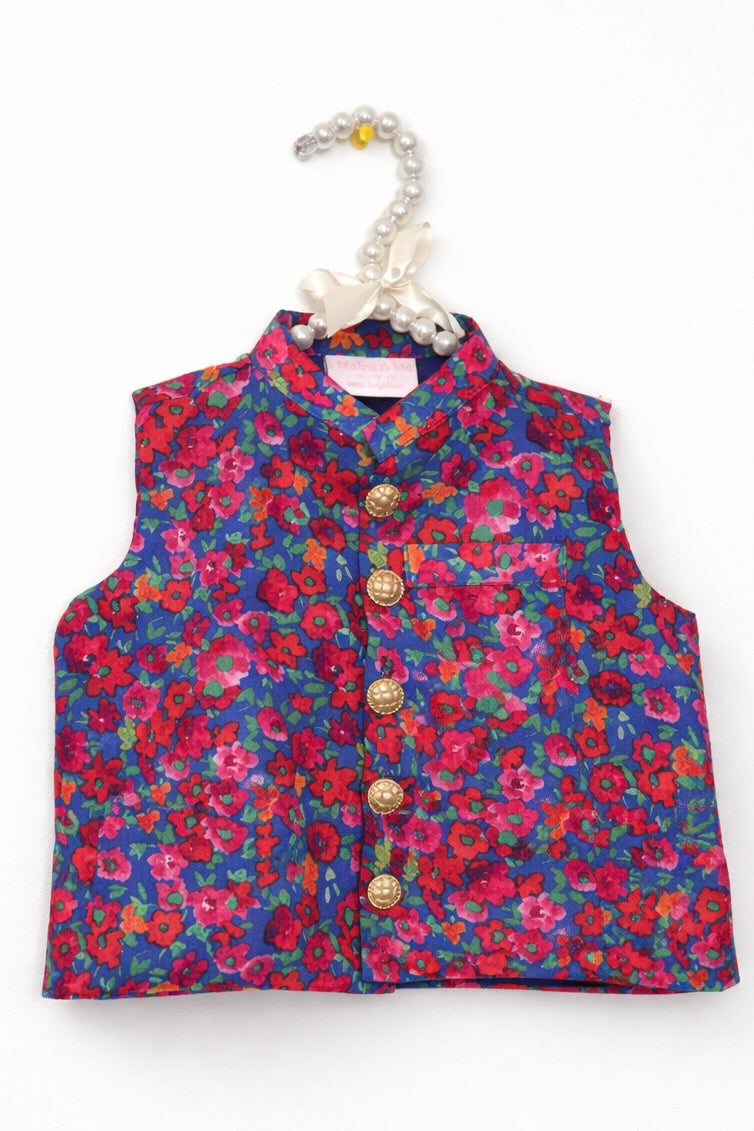 Blossom Vest- Blue & Red